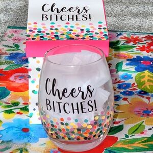 NWT! Colorful/Funny Wine Glass